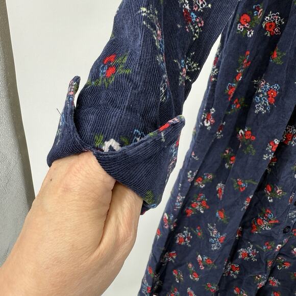 Vermont County Store Farmhouse Maxi Dress Medium Pockets Blue Corduroy Floral - Picture 8 of 14